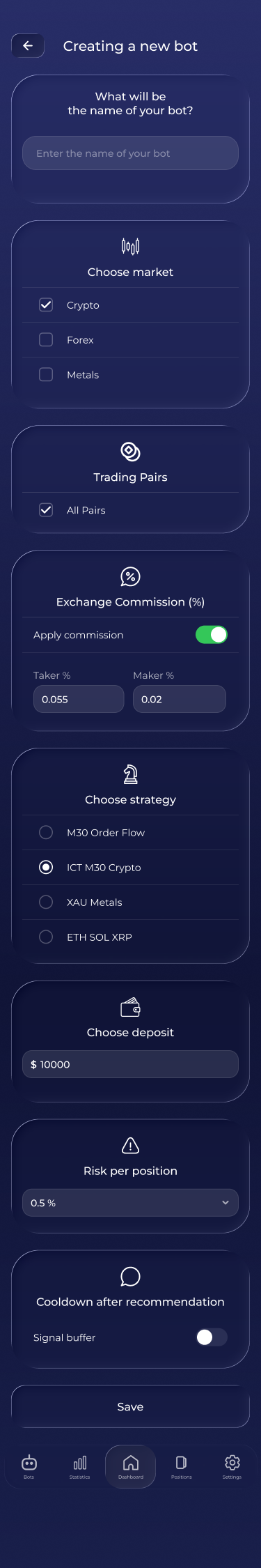 New bot settings