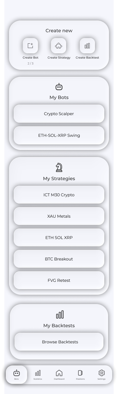 Create Strategy in the Bots tab