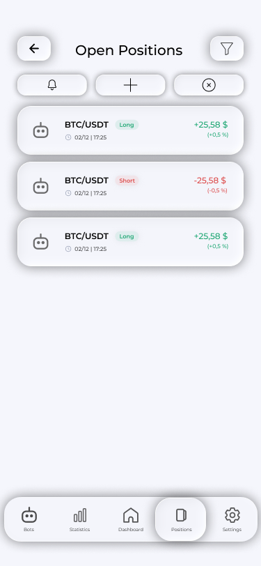 Open Open Positions and tap the plus above the list.