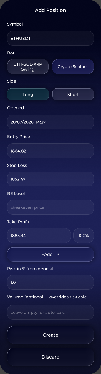 Create a position over the list