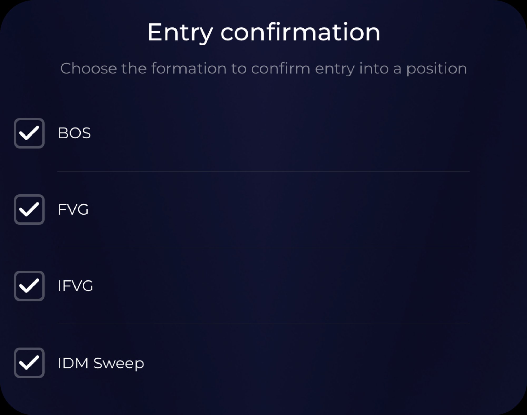 Entry confirmation models